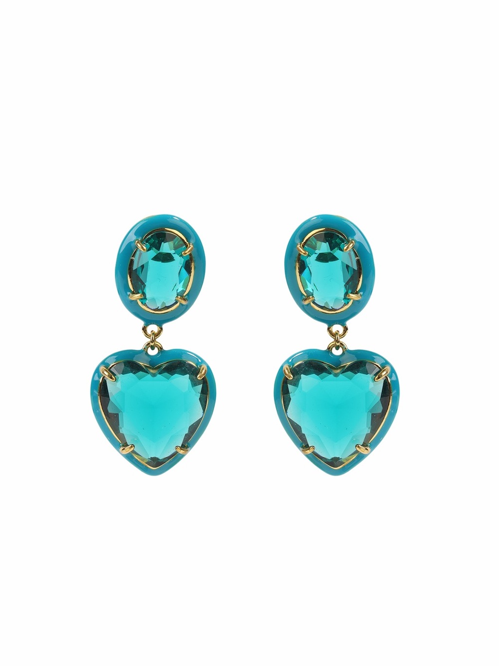 Turquoise Heart Drop Earrings - Gold Accent with 925s silver posts